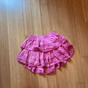 LoveShackFancy Vibrant Pink Tiered Skirt